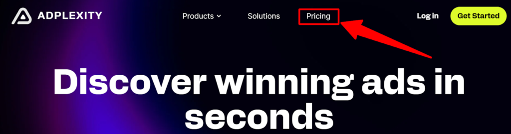 Click on pricing tab